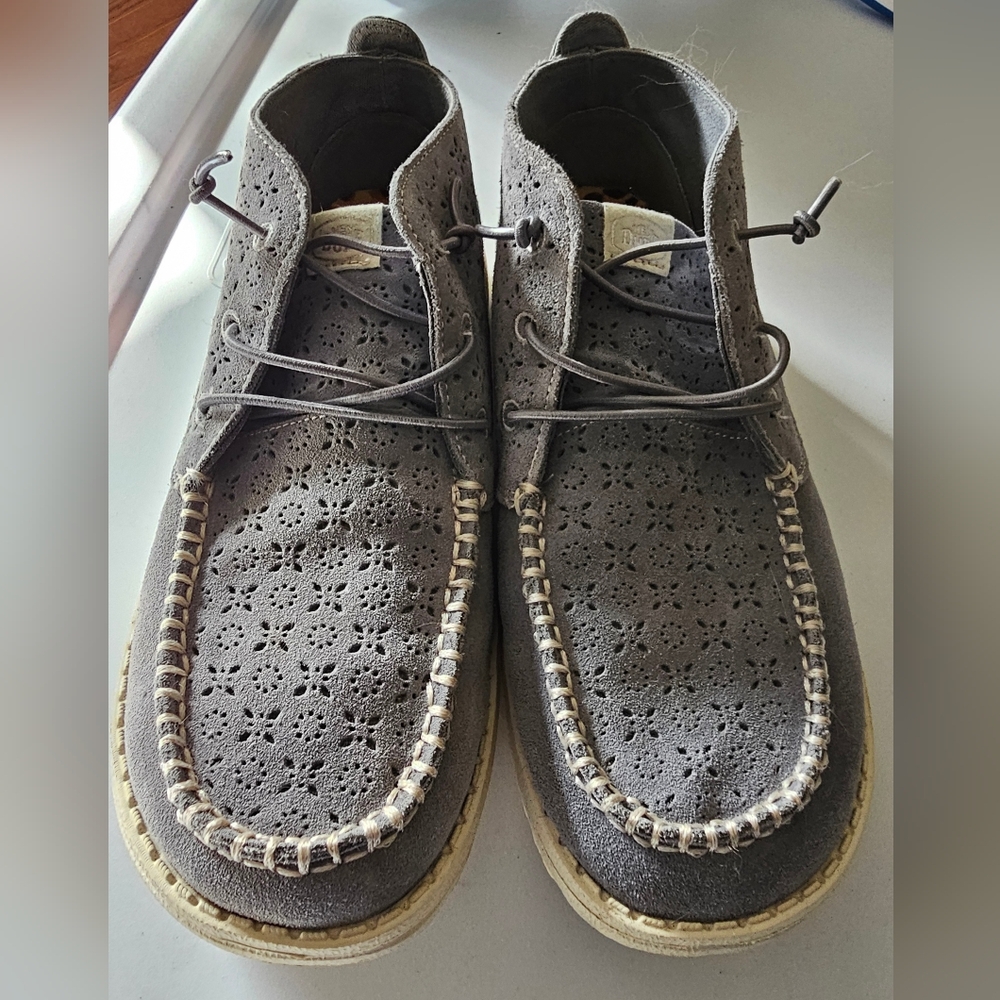 HEY DUDE Womens Wendy Mid Suede Boho Grey Slip-On Comfort Shoe